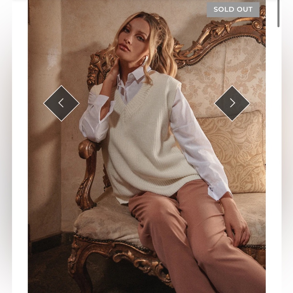 V Neck Cream Sweater Vest